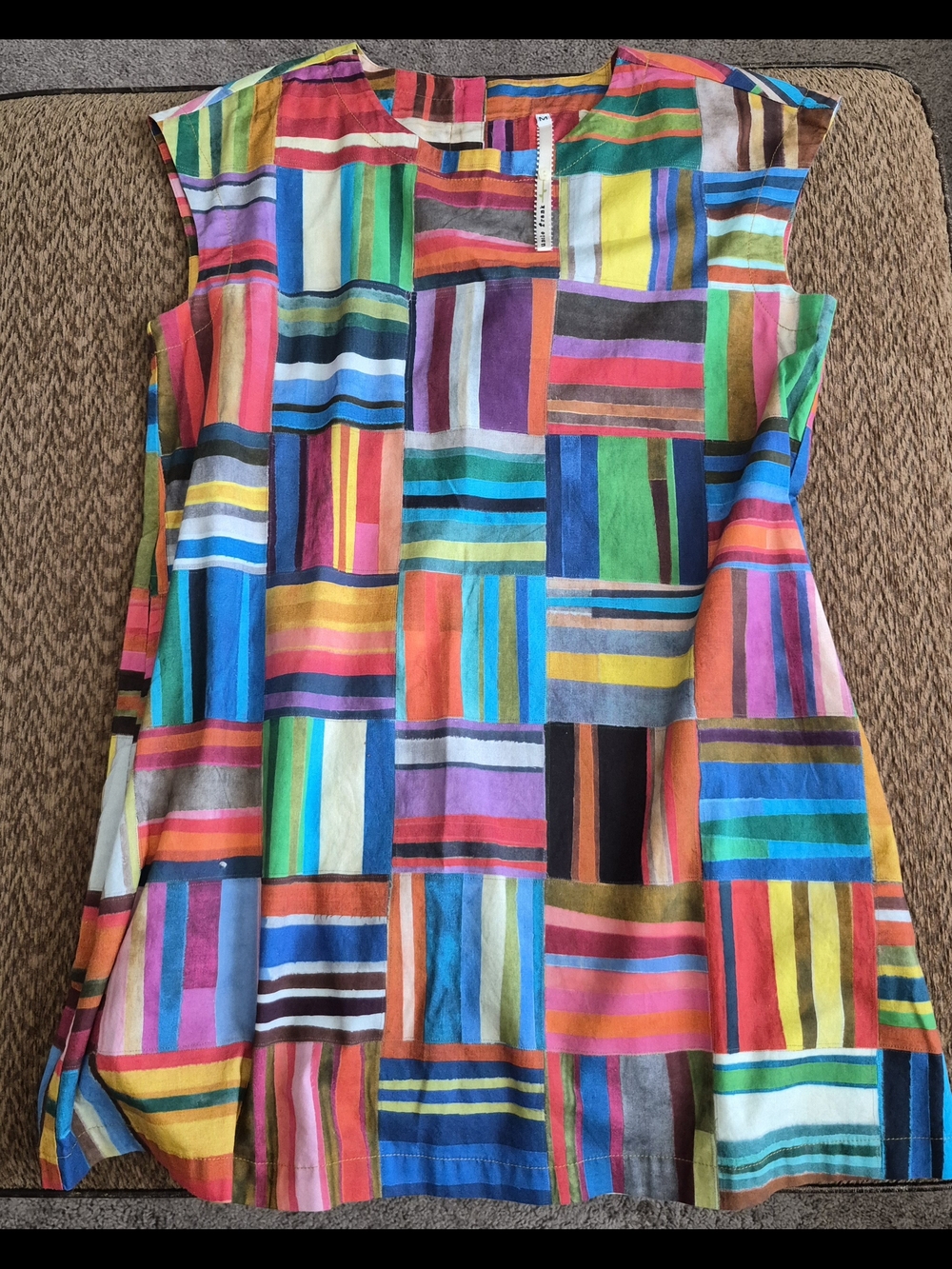 Colorful Striped Patchwork Sleeveless Tunic